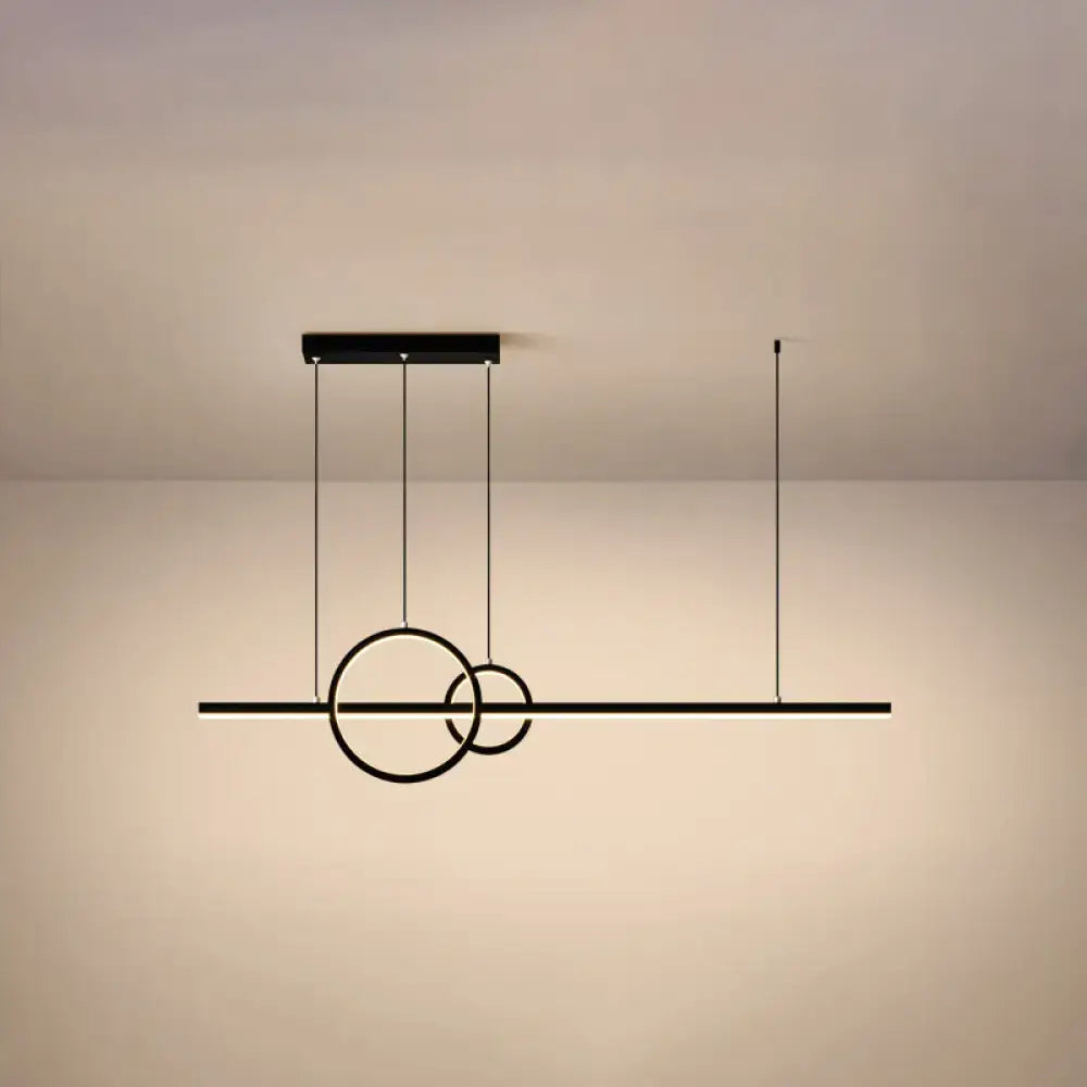 DecorBites™ Minimalistic Acrylic LED Suspension Light for Dining Room - Linear and Ring Island Lamp in Black