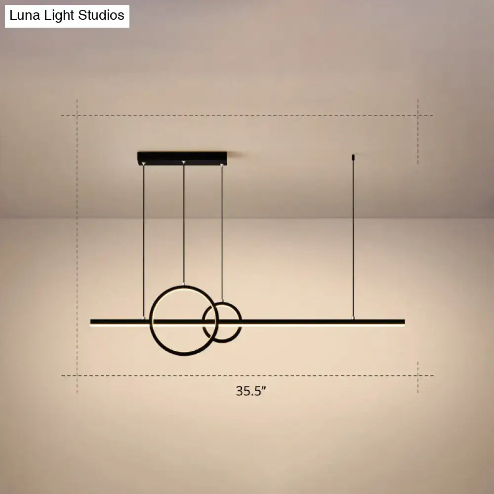 DecorBites™ Minimalistic Acrylic LED Suspension Light for Dining Room - Linear and Ring Island Lamp in Black