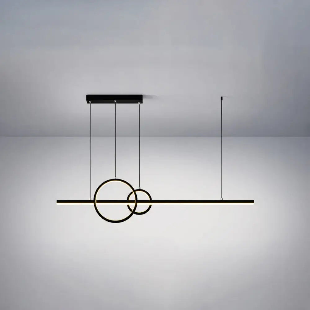 DecorBites™ Minimalistic Acrylic LED Suspension Light for Dining Room - Linear and Ring Island Lamp in Black