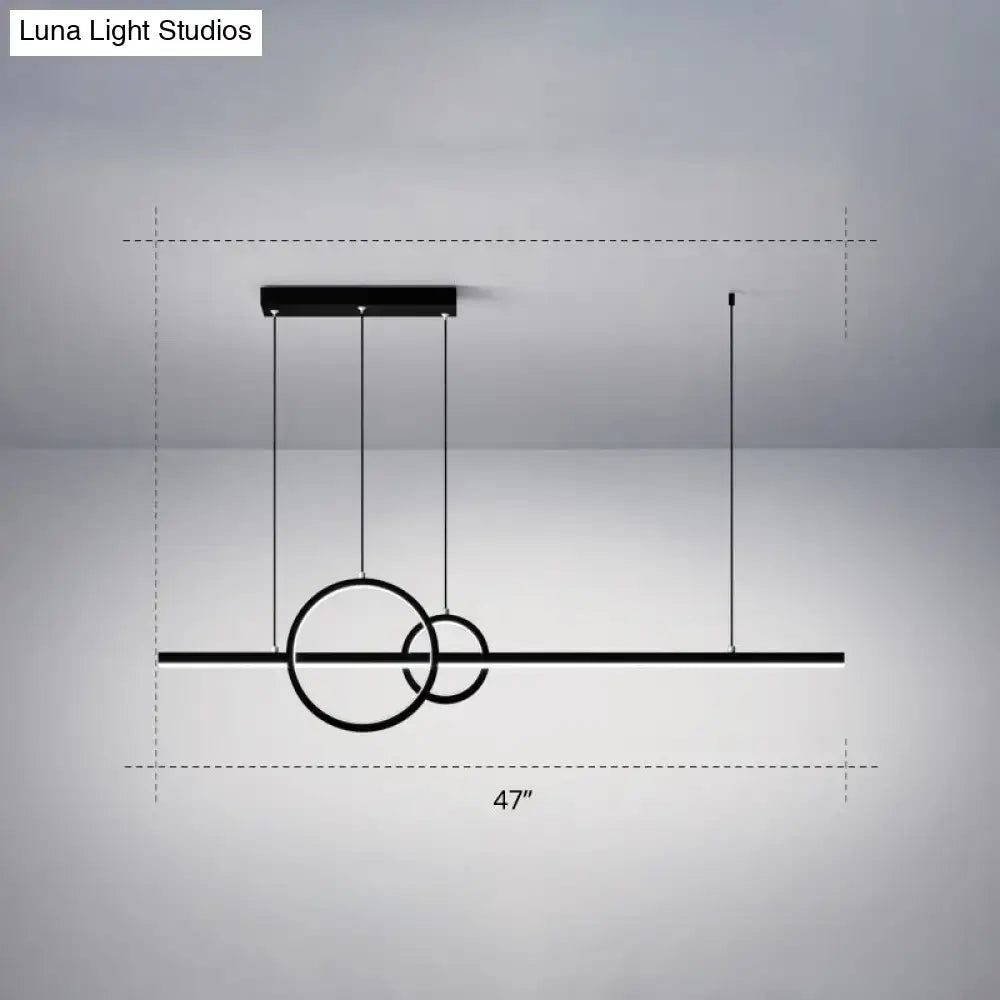 DecorBites™ Minimalistic Acrylic LED Suspension Light for Dining Room - Linear and Ring Island Lamp in Black