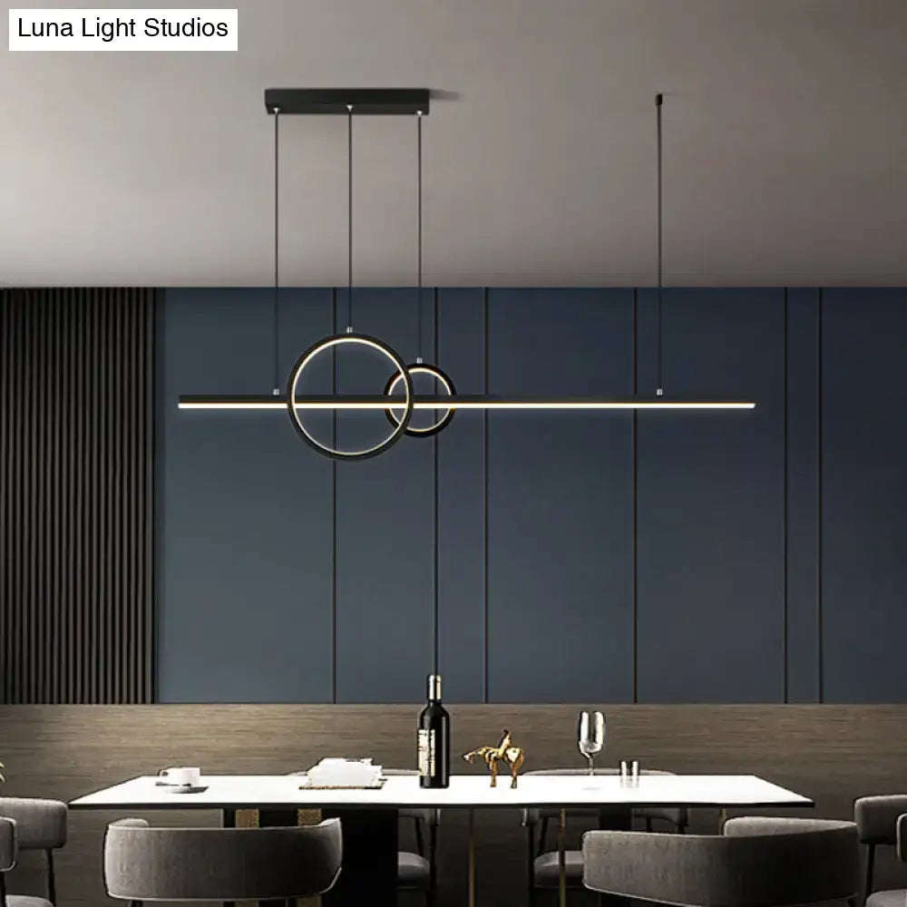 DecorBites™ Minimalistic Acrylic LED Suspension Light for Dining Room - Linear and Ring Island Lamp in Black