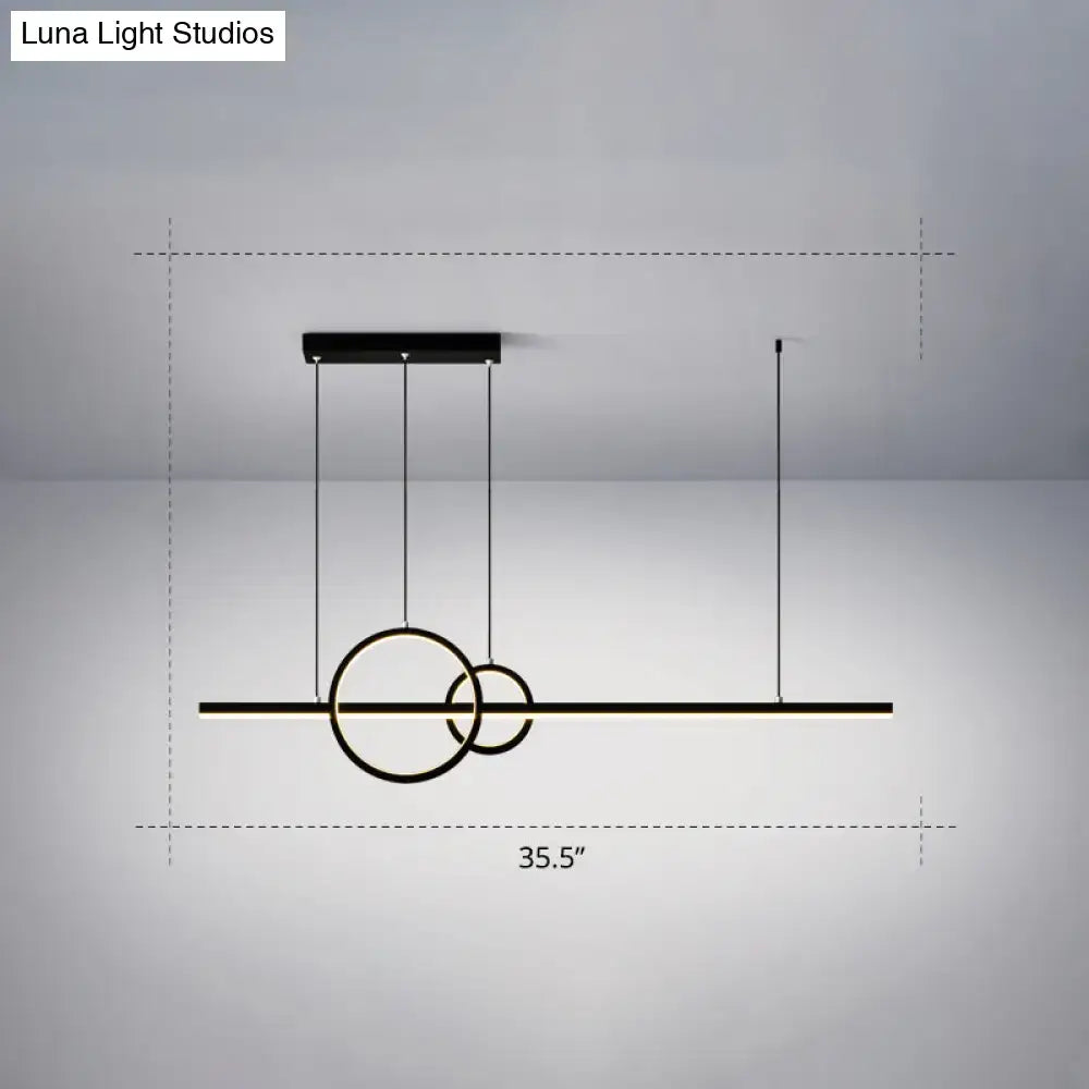 DecorBites™ Minimalistic Acrylic LED Suspension Light for Dining Room - Linear and Ring Island Lamp in Black