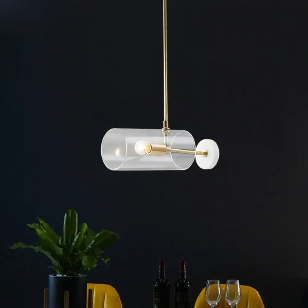 مصباح تعليق DecorBites™ نحاسي بسيط مع غطاء زجاجي شفاف لطاولة الطعام