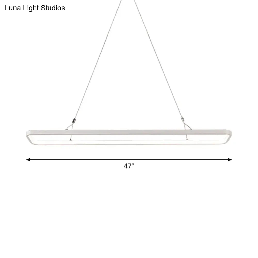 DecorBites™ Minimalistic White LED Pendant Light for Dining Room with Acrylic Shade - Rectangle Shape, Warm/White Light - Various Sizes Available
