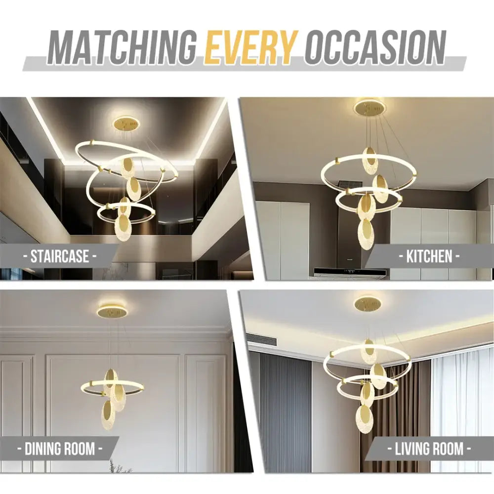 DecorBites™ Modern 3-Layer LED Chandelier Pendant Light