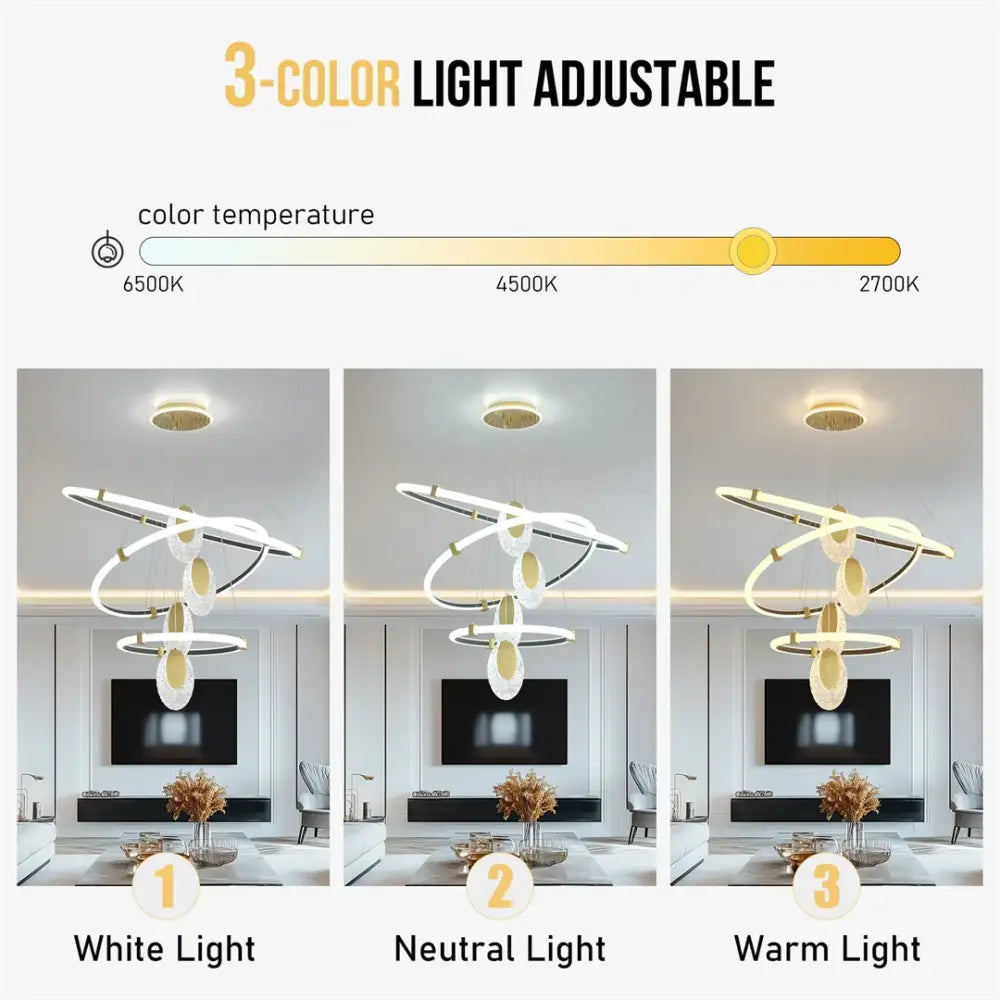 DecorBites™ Modern 3-Layer LED Chandelier Pendant Light