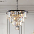 DecorBites™ Modern 4-Tier Black Crystal Chandelier