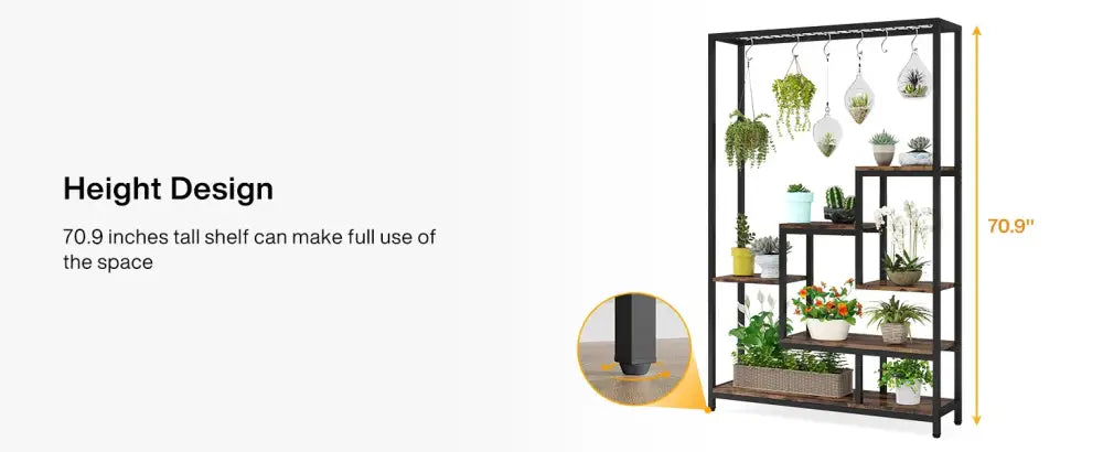DecorBites™ Modern 5-Tier Tall Metal Plant Stand
