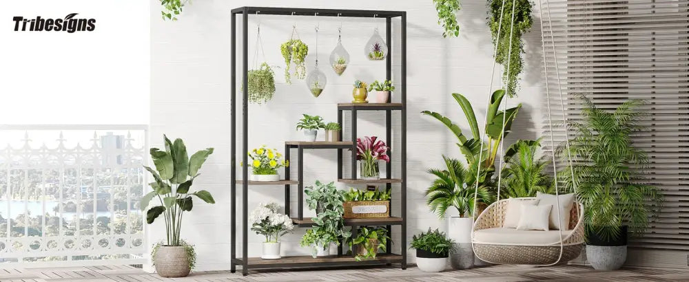 DecorBites™ Modern 5-Tier Tall Metal Plant Stand