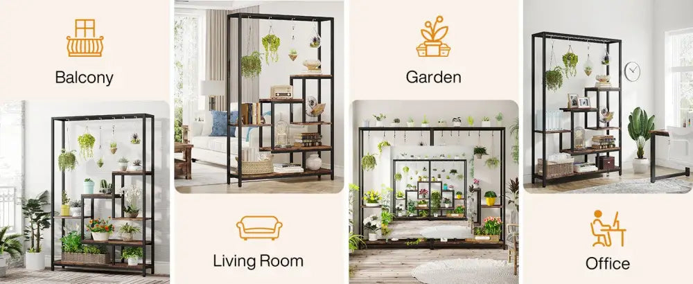 DecorBites™ Modern 5-Tier Tall Metal Plant Stand