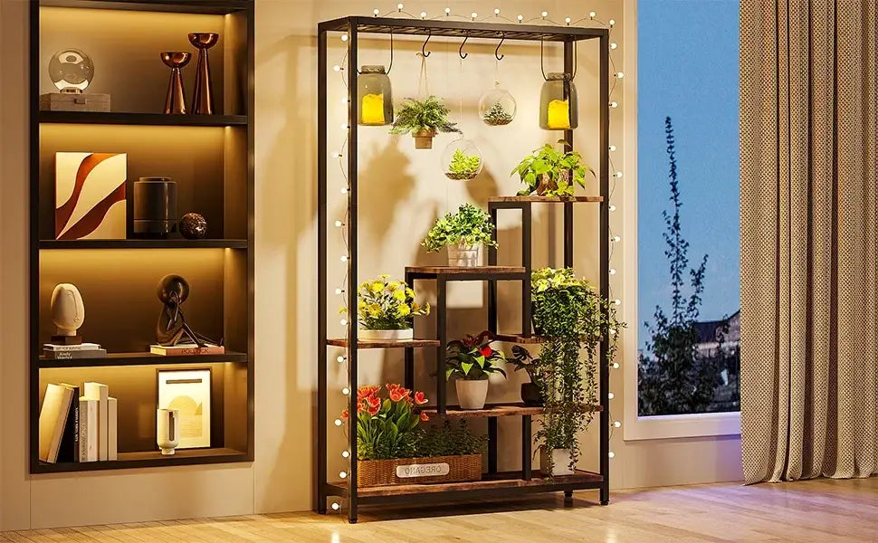 DecorBites™ Modern 5-Tier Tall Metal Plant Stand