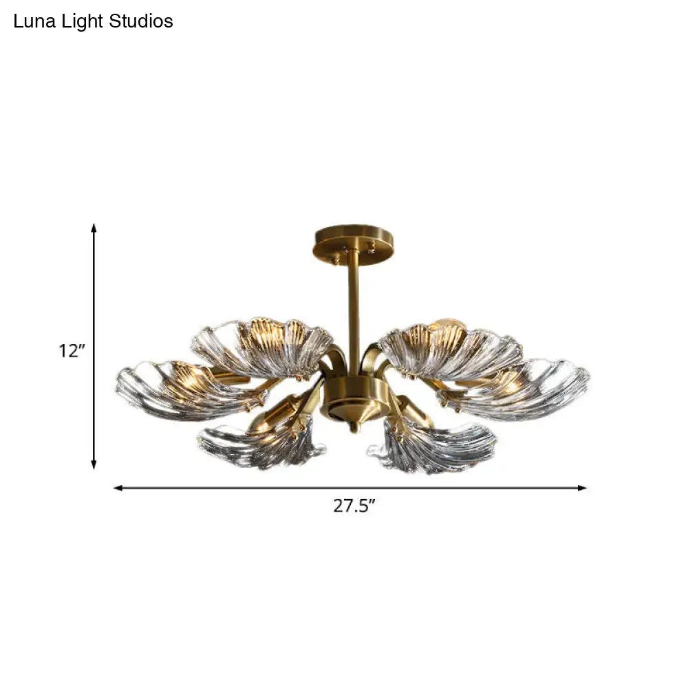 DecorBites™ Modern 6-Bulb Shell Glass Ceiling Light in Brass for Bedroom