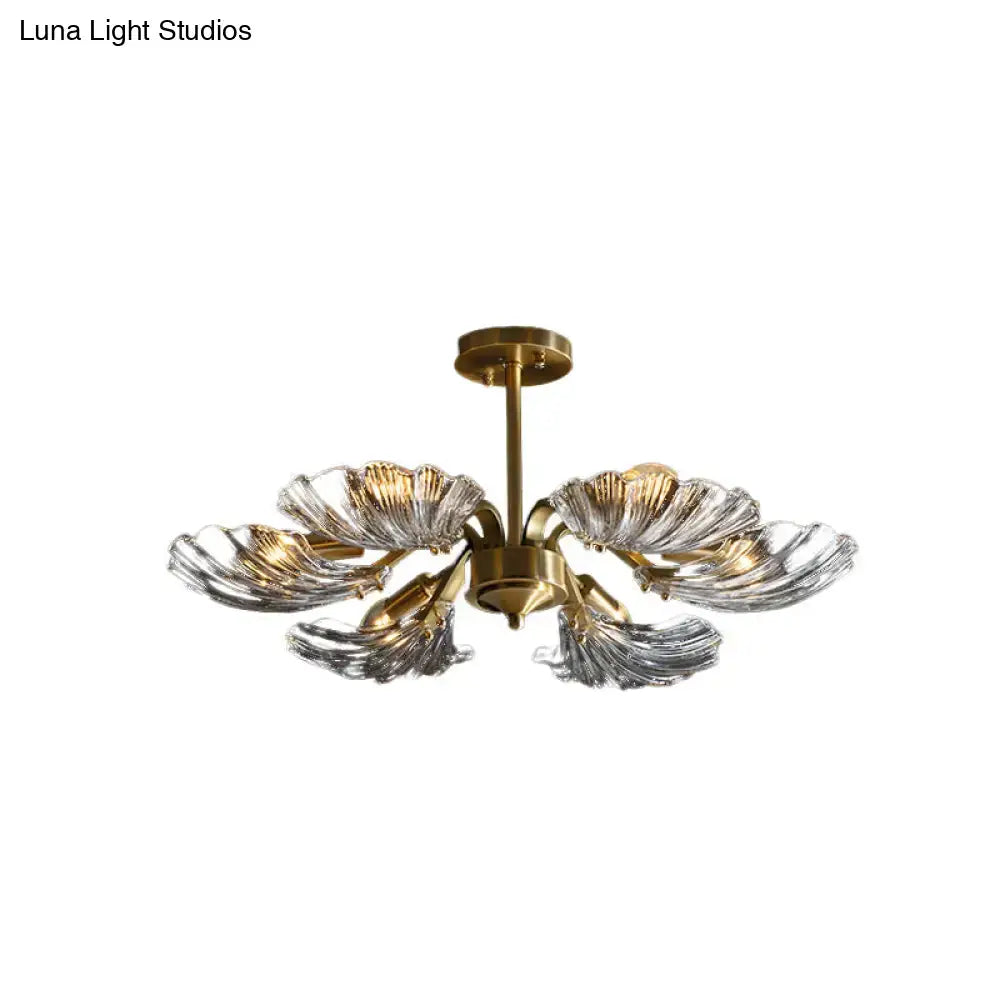 DecorBites™ Modern 6-Bulb Shell Glass Ceiling Light in Brass for Bedroom