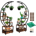 Rustic wooden indoor plant stand with black metal frame and lockable wheels by decorbites modern 71 tall plant stand