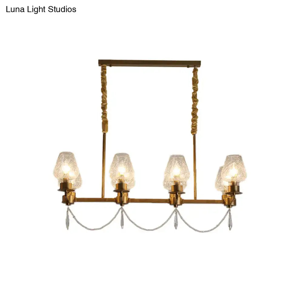 DecorBites™ Modern 8-Light Crystal Pendant Island Fixture in Brass