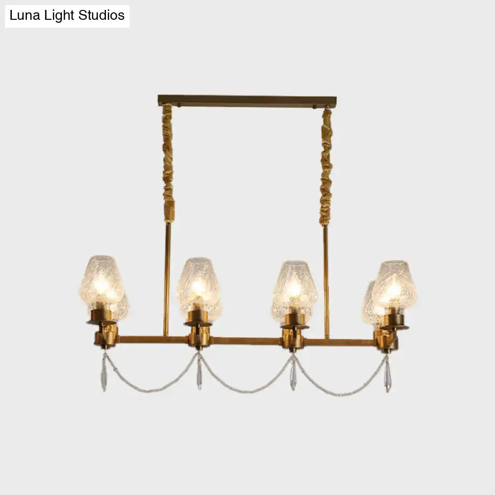 DecorBites™ Modern 8-Light Crystal Pendant Island Fixture in Brass
