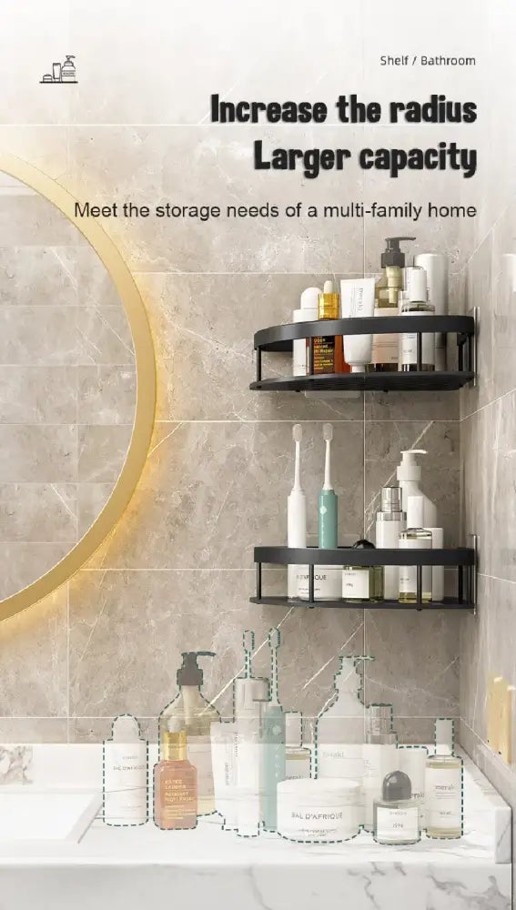 DecorBites™ Modern Aluminum Bathroom Corner Caddy Shelf