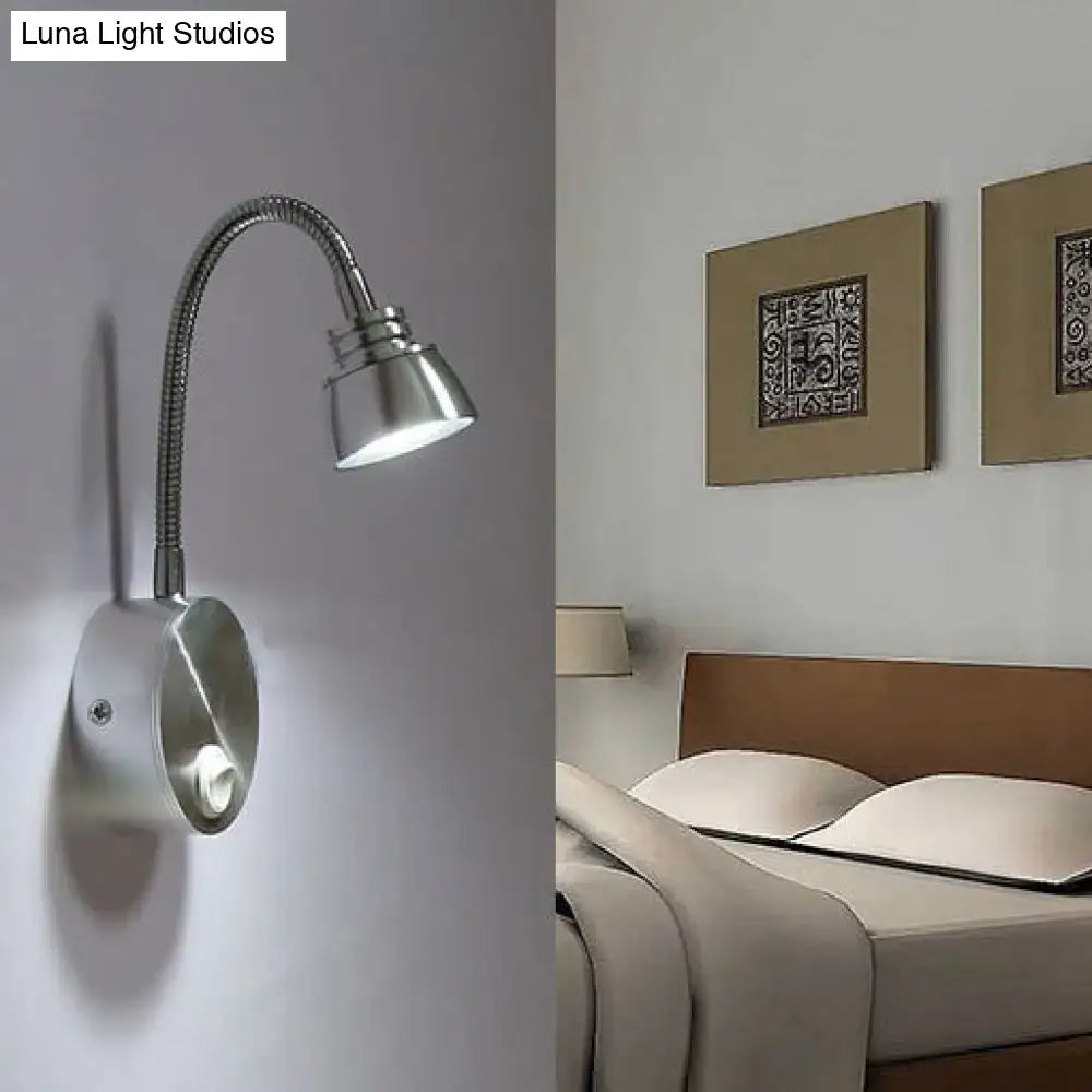 DecorBites™ Modern Aluminum Reading Wall Lamp with Adjustable Arm - LED Chrome Wall Light Sconce