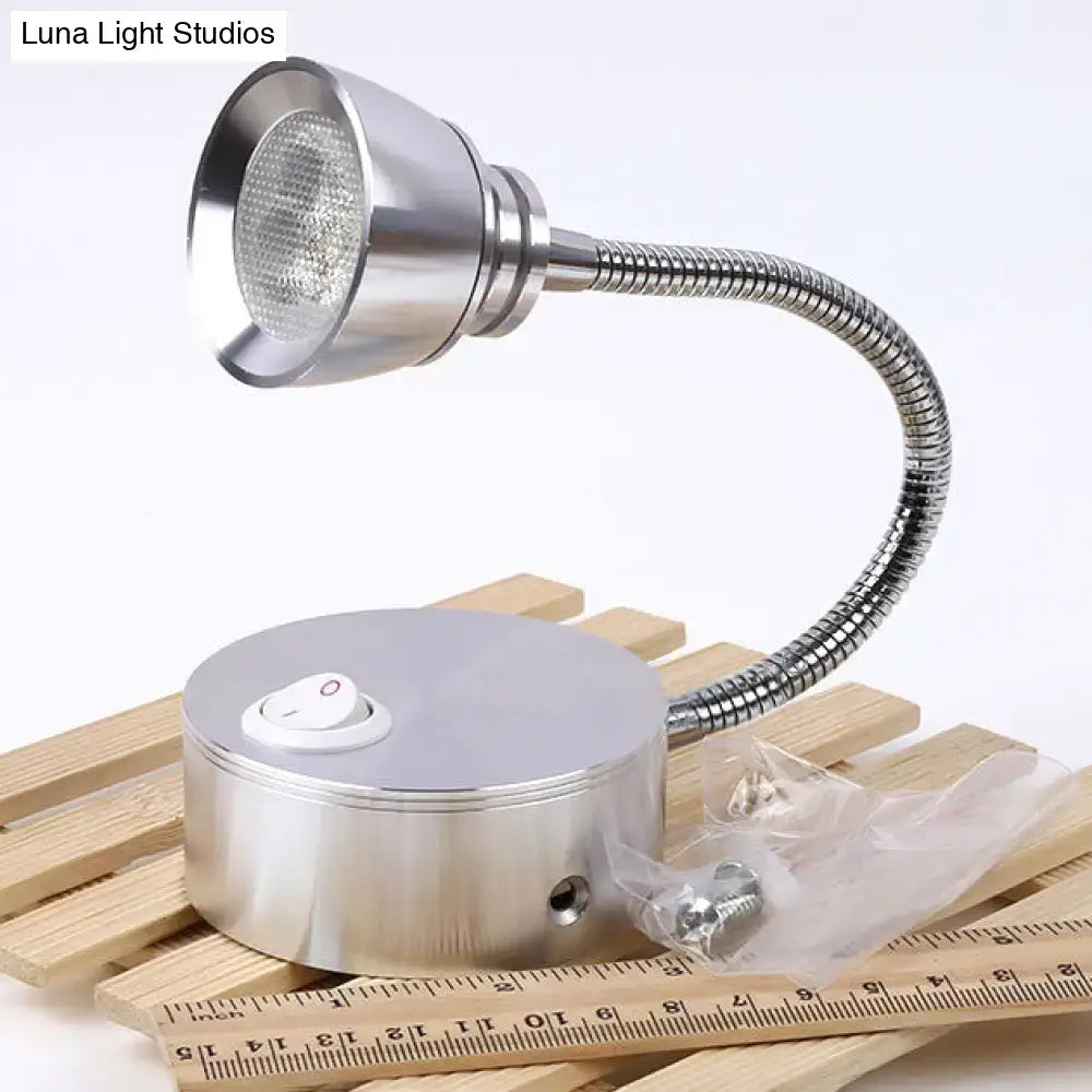 DecorBites™ Modern Aluminum Reading Wall Lamp with Adjustable Arm - LED Chrome Wall Light Sconce