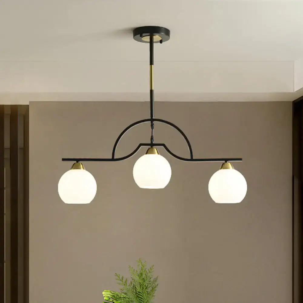 DecorBites™ Modern Arched Island Pendant Light with Clear/White Glass and Black/Brass Finish - 3 Lights