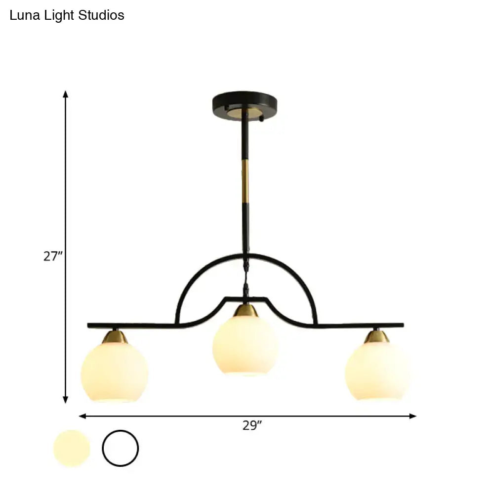 DecorBites™ Modern Arched Island Pendant Light with Clear/White Glass and Black/Brass Finish - 3 Lights