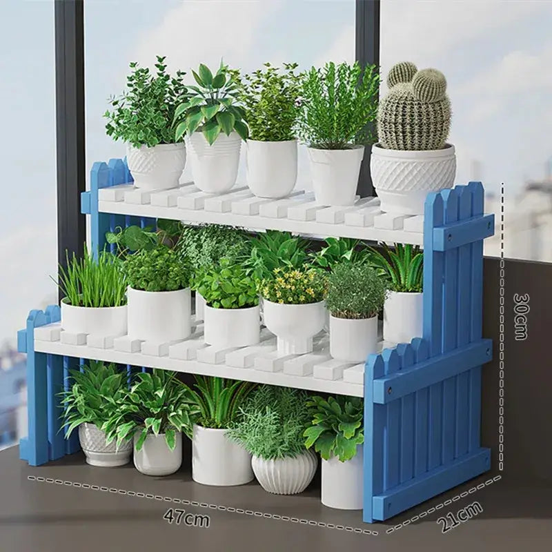 DecorBites™ Modern Bamboo 2-Tier Plant Display Stand