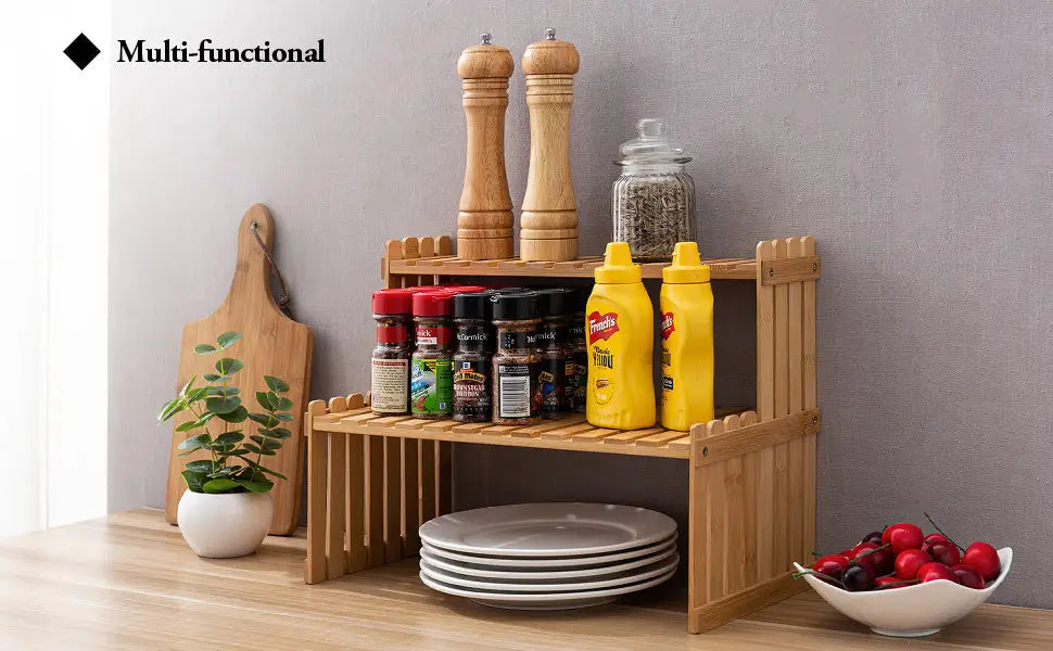 DecorBites™ Modern Bamboo 2-Tier Plant Display Stand