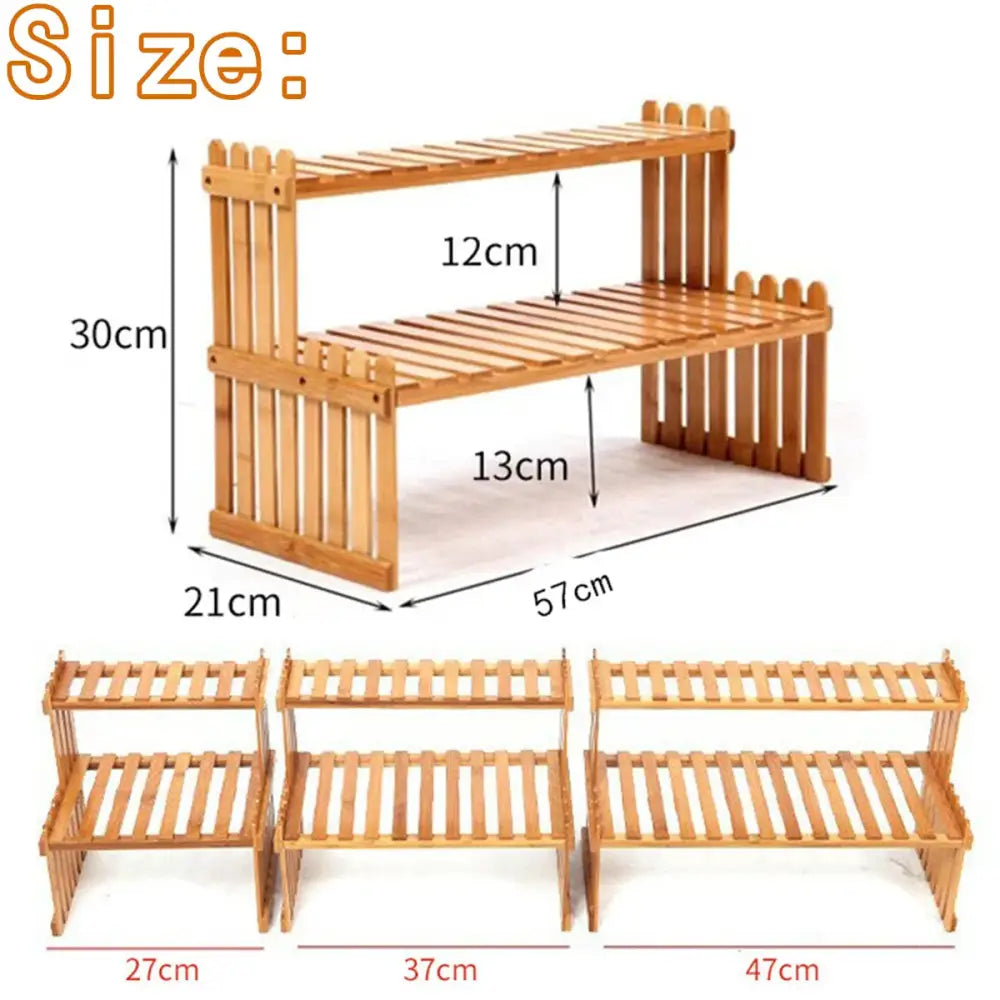 DecorBites™ Modern Bamboo 2-Tier Plant Display Stand