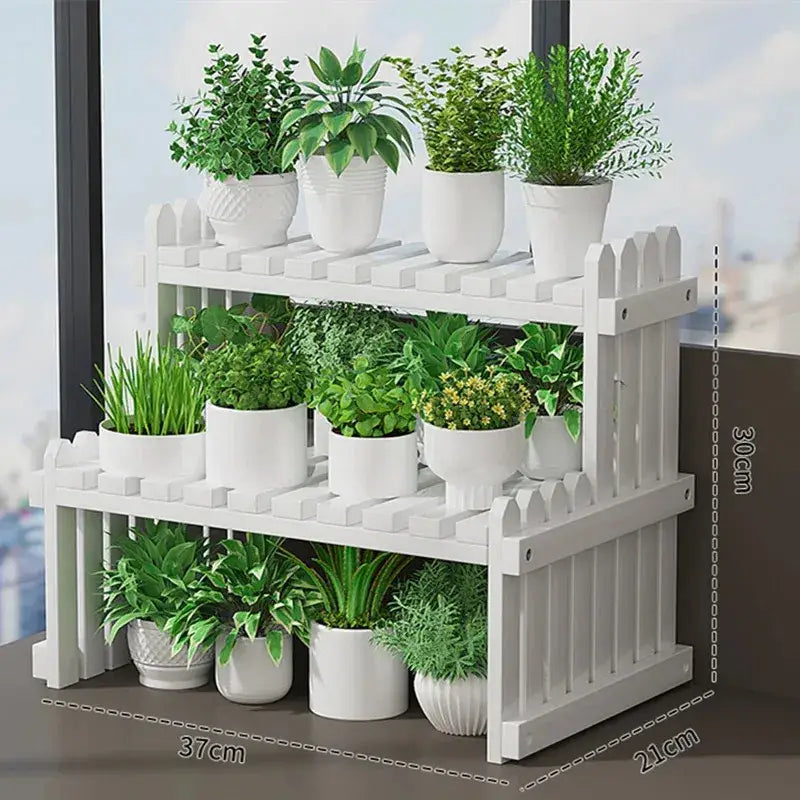 DecorBites™ Modern Bamboo 2-Tier Plant Display Stand