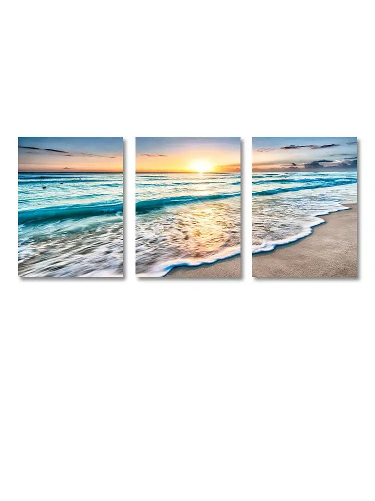DecorBites™ Modern Beach Sunset Canvas Wall Art Set