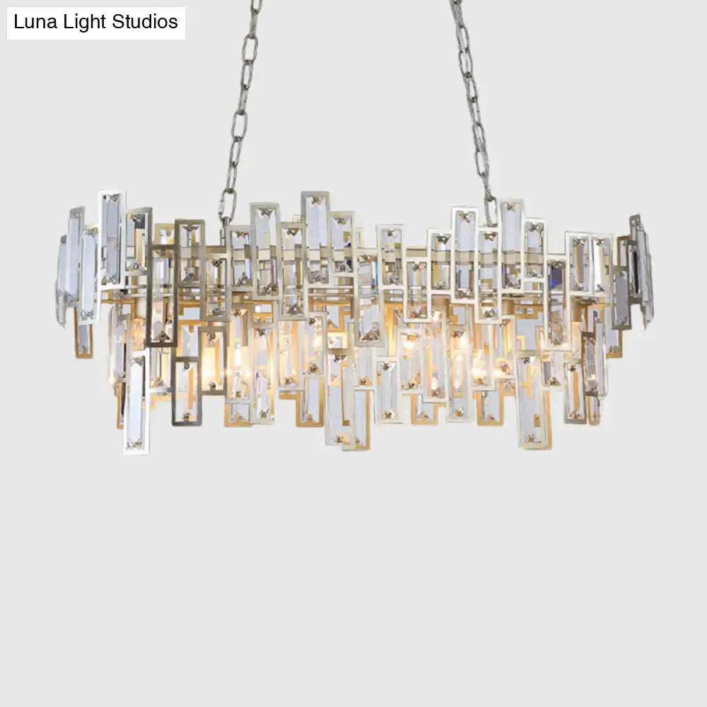 DecorBites™ Modern Black and Gold Oval Pendant Lamp with Crystal Accents and Island Lighting Functionality