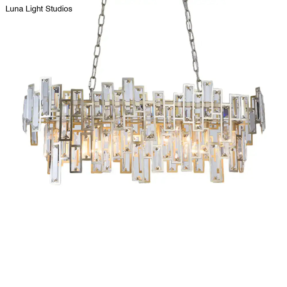 DecorBites™ Modern Black and Gold Oval Pendant Lamp with Crystal Accents and Island Lighting Functionality