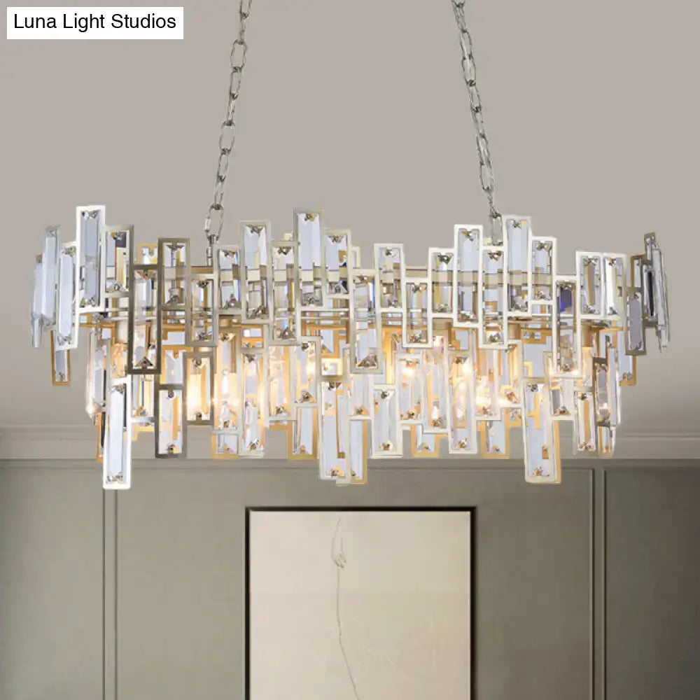 DecorBites™ Modern Black and Gold Oval Pendant Lamp with Crystal Accents and Island Lighting Functionality