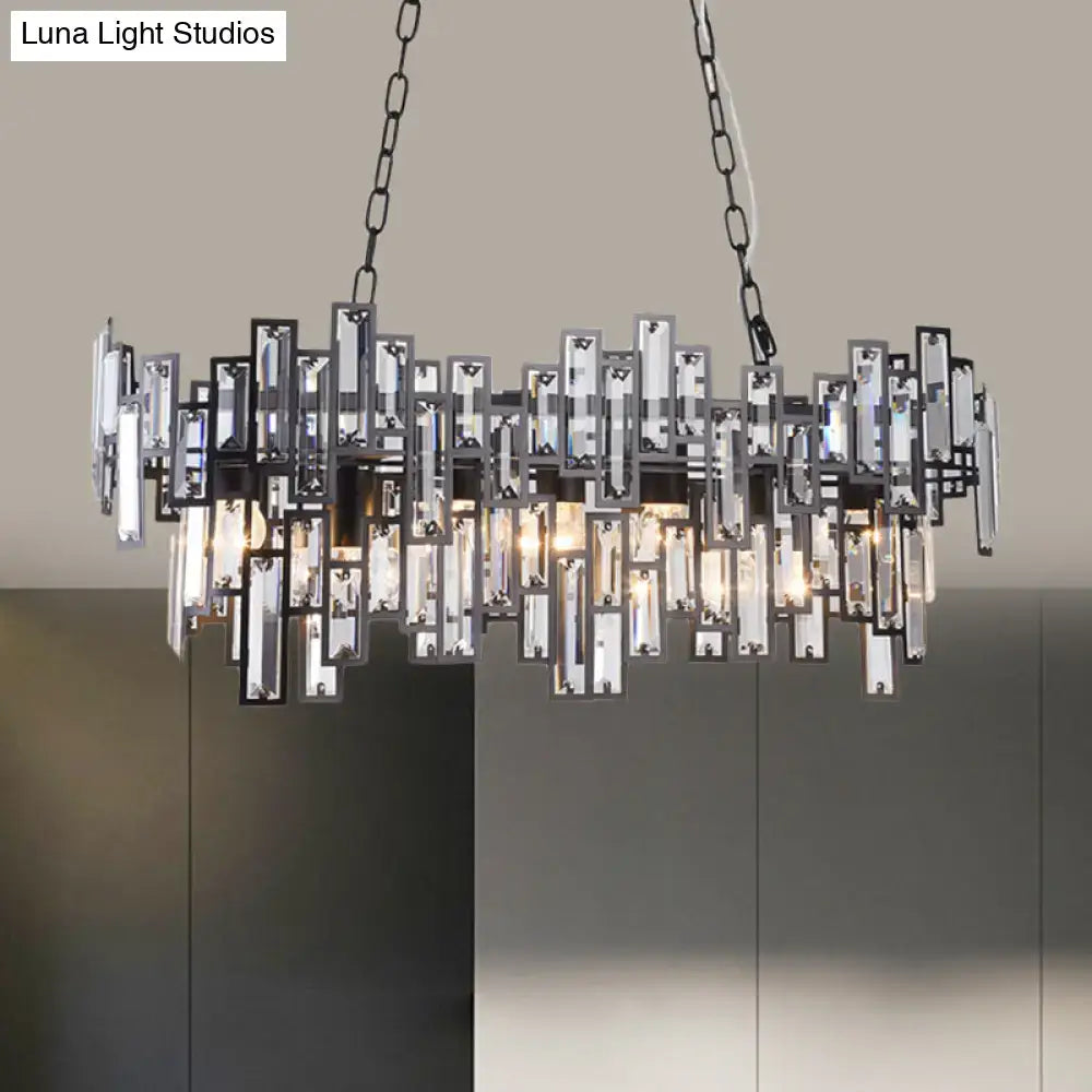 DecorBites™ Modern Black and Gold Oval Pendant Lamp with Crystal Accents and Island Lighting Functionality