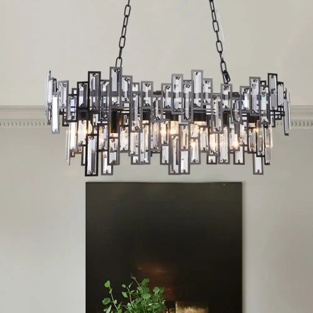DecorBites™ Modern Black and Gold Oval Pendant Lamp with Crystal Accents and Island Lighting Functionality