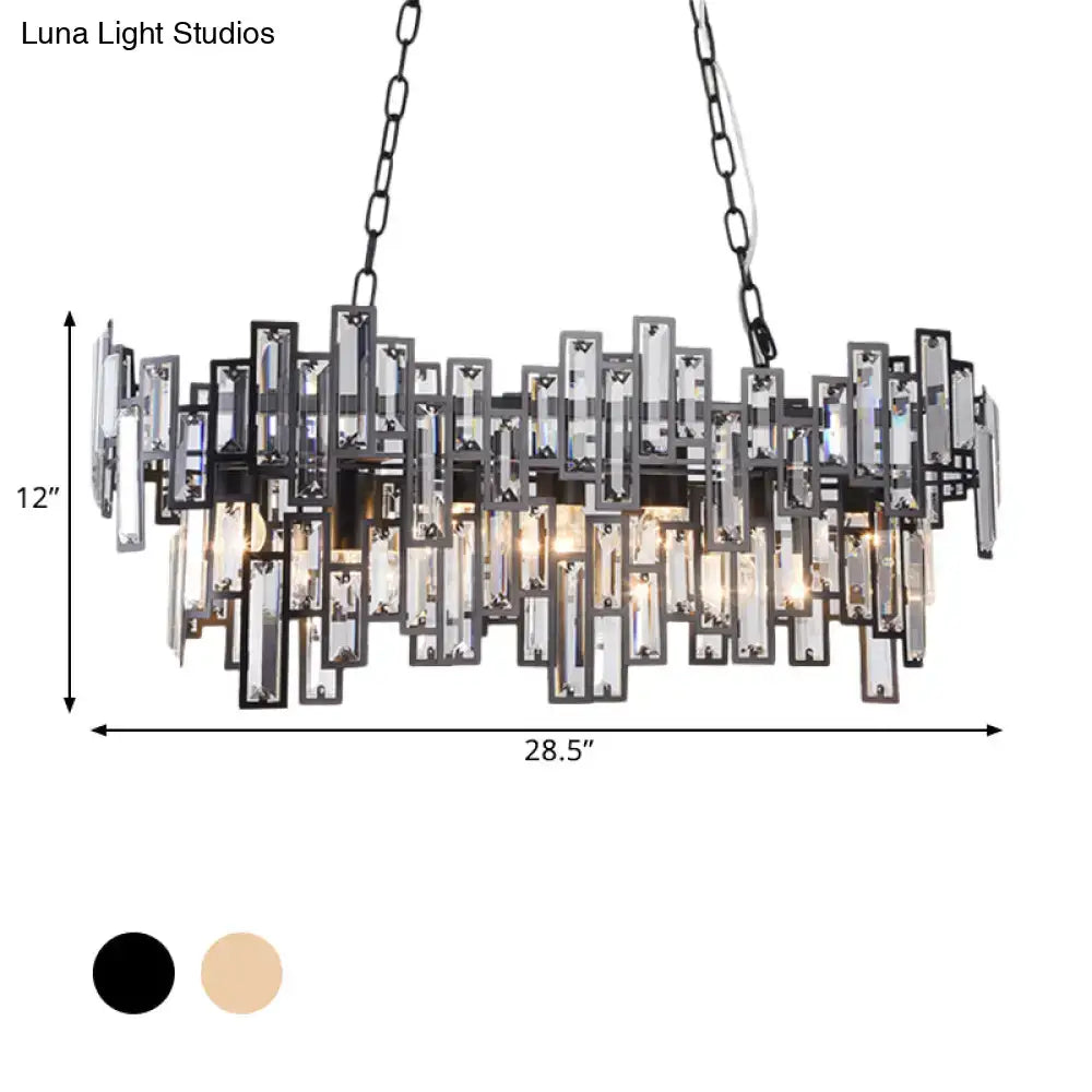 DecorBites™ Modern Black and Gold Oval Pendant Lamp with Crystal Accents and Island Lighting Functionality