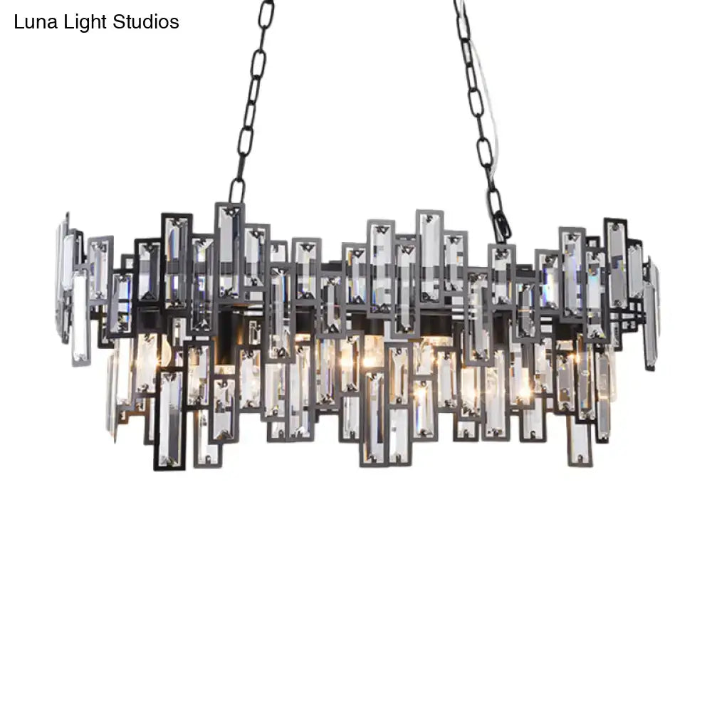 DecorBites™ Modern Black and Gold Oval Pendant Lamp with Crystal Accents and Island Lighting Functionality