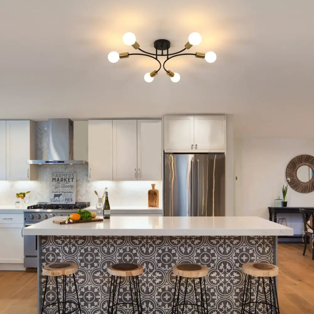 DecorBites™ Modern Black and Gold Sputnik Chandelier