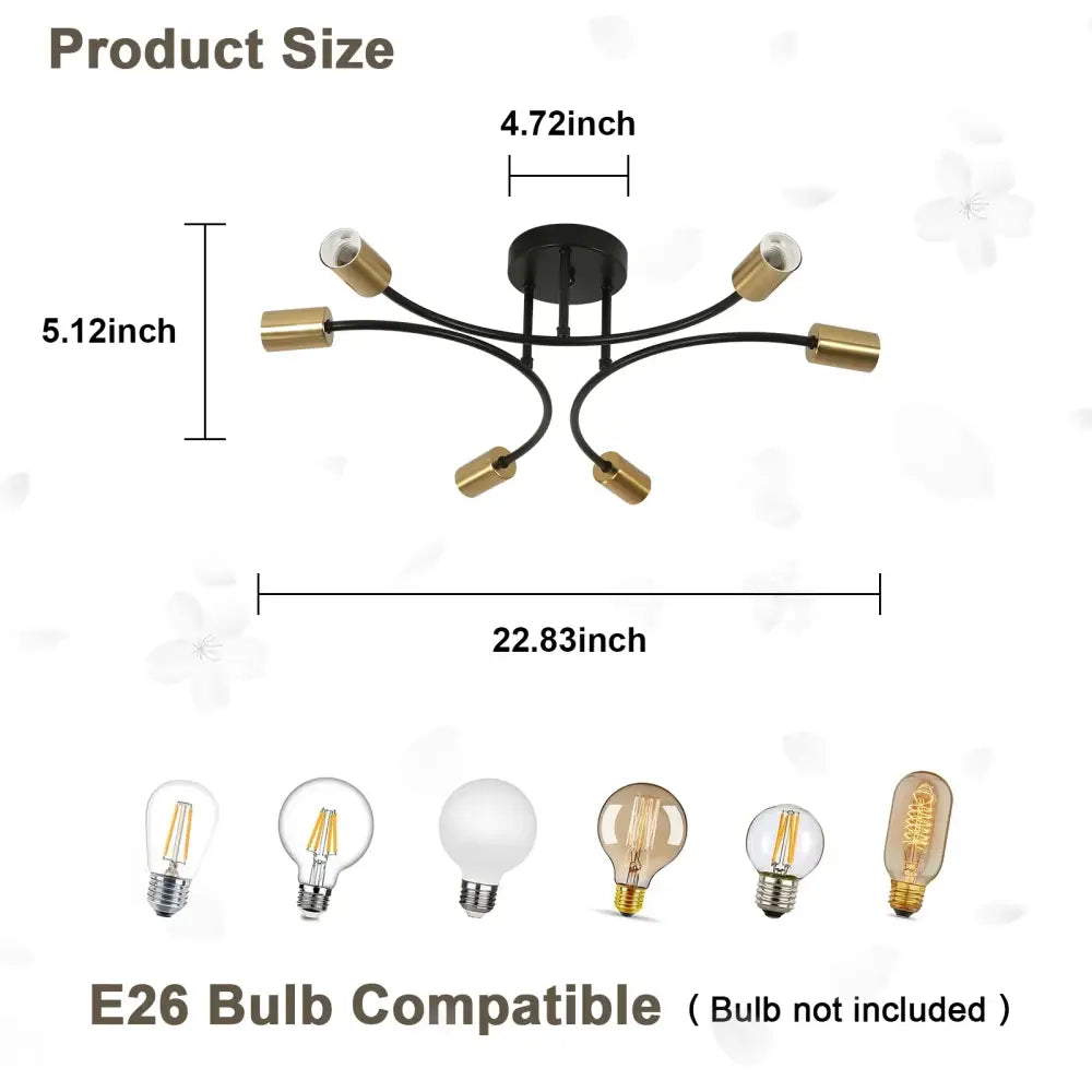 DecorBites™ Modern Black and Gold Sputnik Chandelier