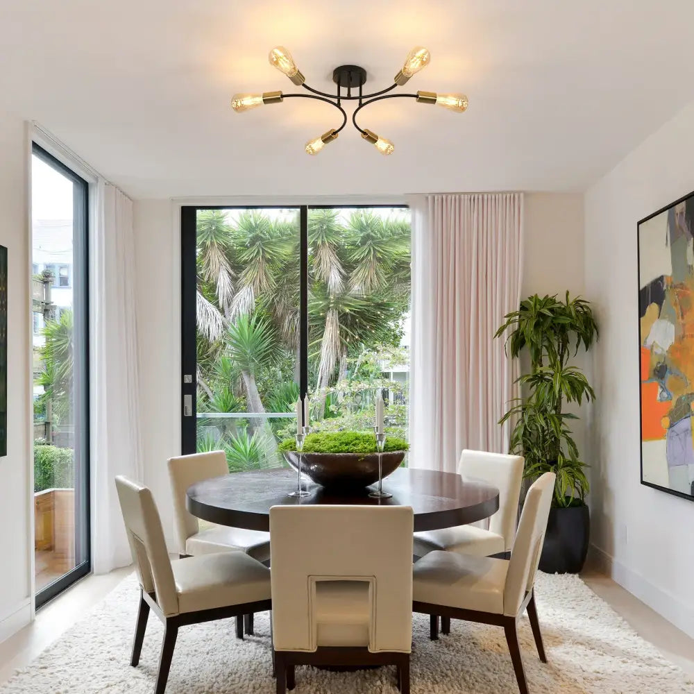DecorBites™ Modern Black and Gold Sputnik Chandelier