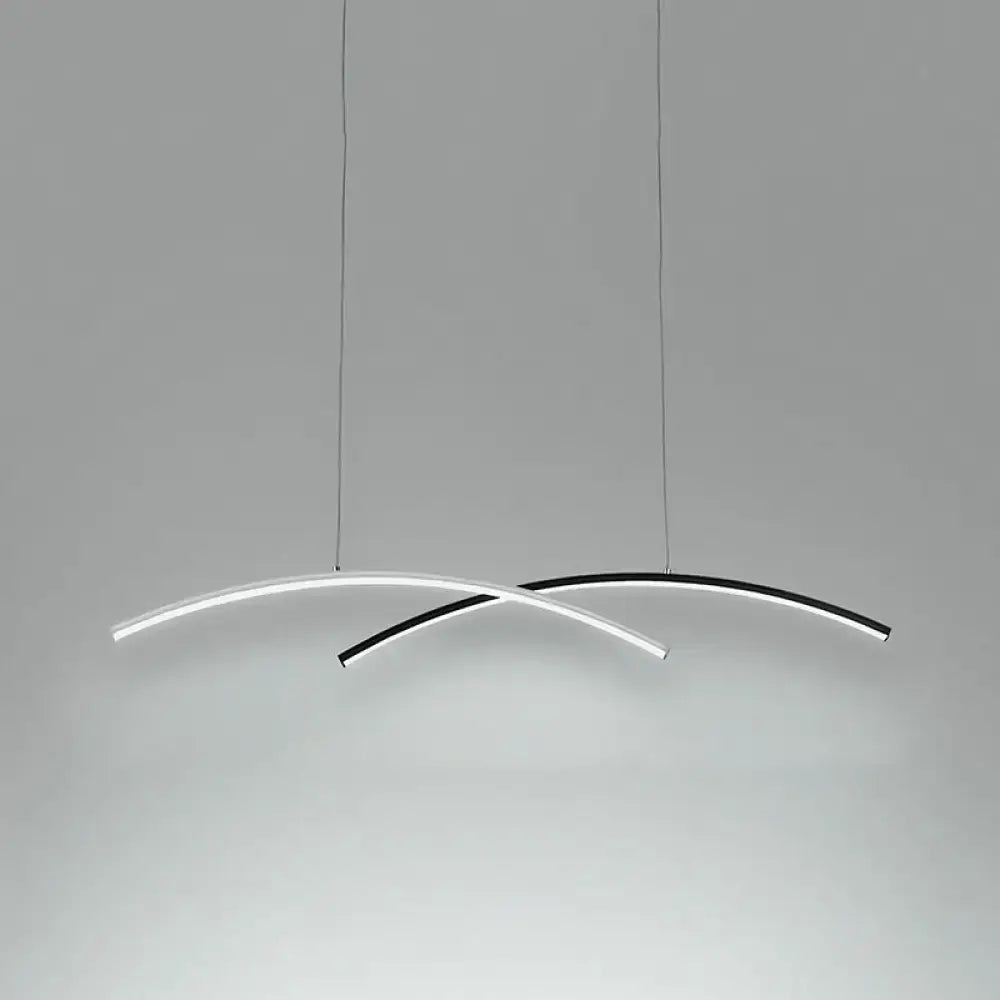 DecorBites™ Modern Black and White Arc Ceiling LED Island Light for Living Room