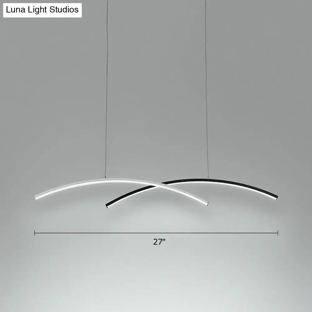 DecorBites™ Modern Black and White Arc Ceiling LED Island Light for Living Room