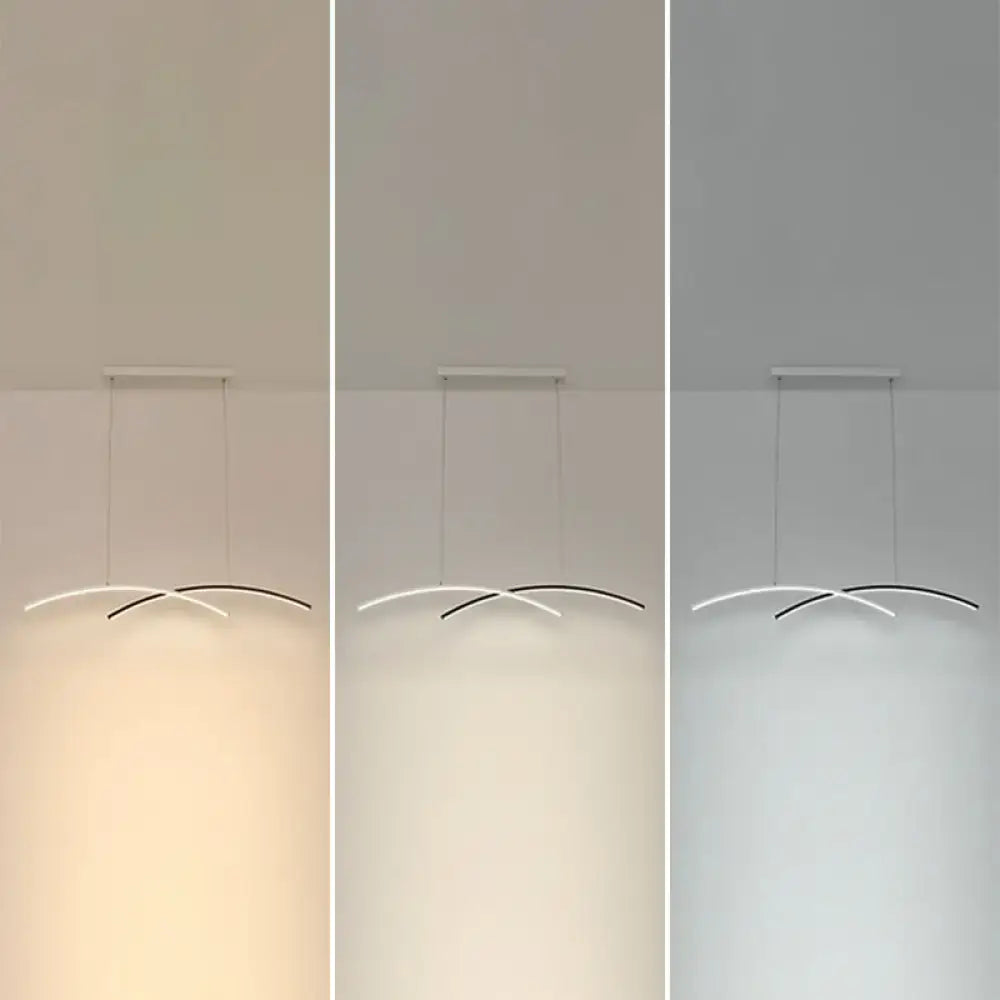 DecorBites™ Modern Black and White Arc Ceiling LED Island Light for Living Room