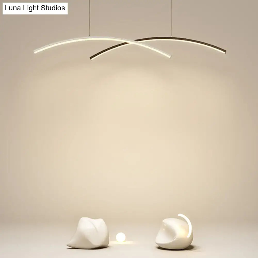 DecorBites™ Modern Black and White Arc Ceiling LED Island Light for Living Room
