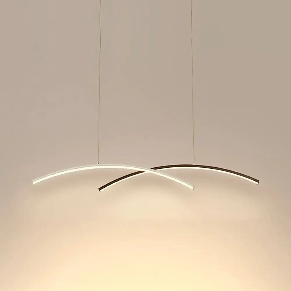 DecorBites™ Modern Black and White Arc Ceiling LED Island Light for Living Room