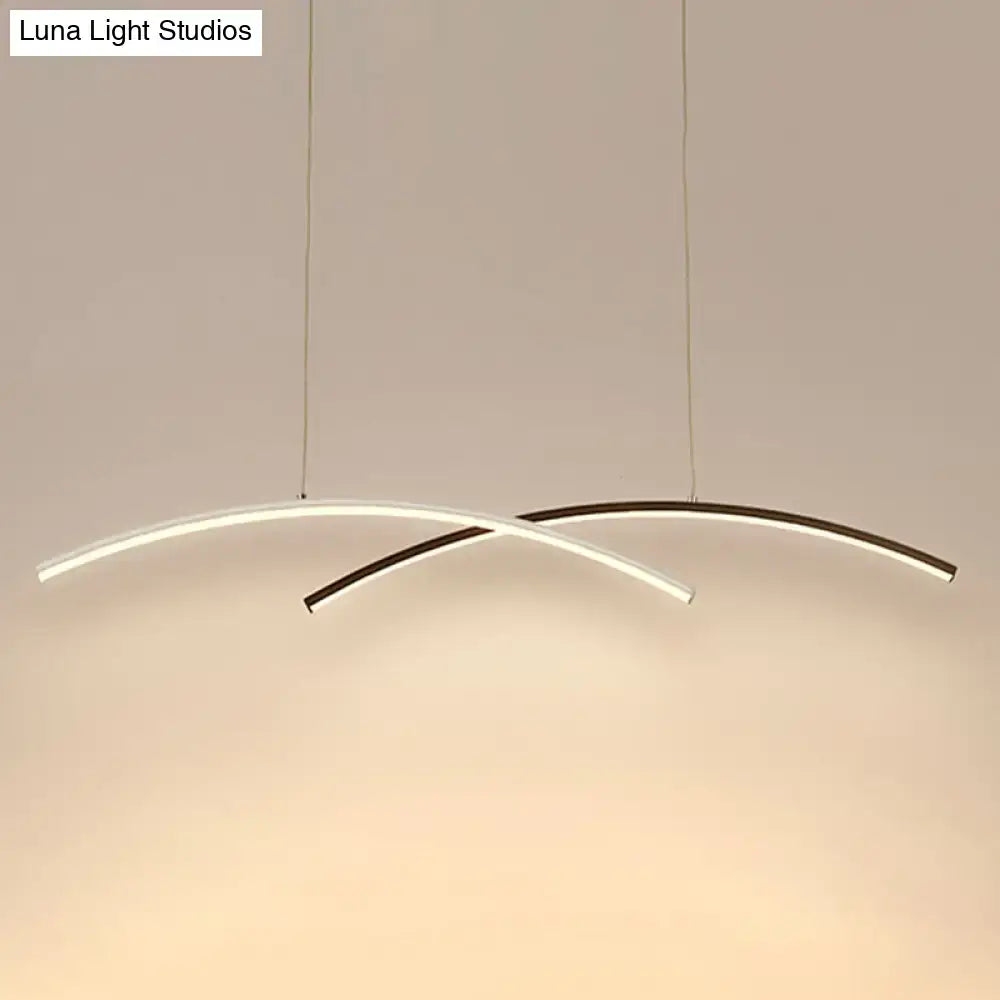 DecorBites™ Modern Black and White Arc Ceiling LED Island Light for Living Room