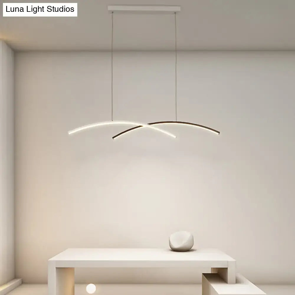 DecorBites™ Modern Black and White Arc Ceiling LED Island Light for Living Room