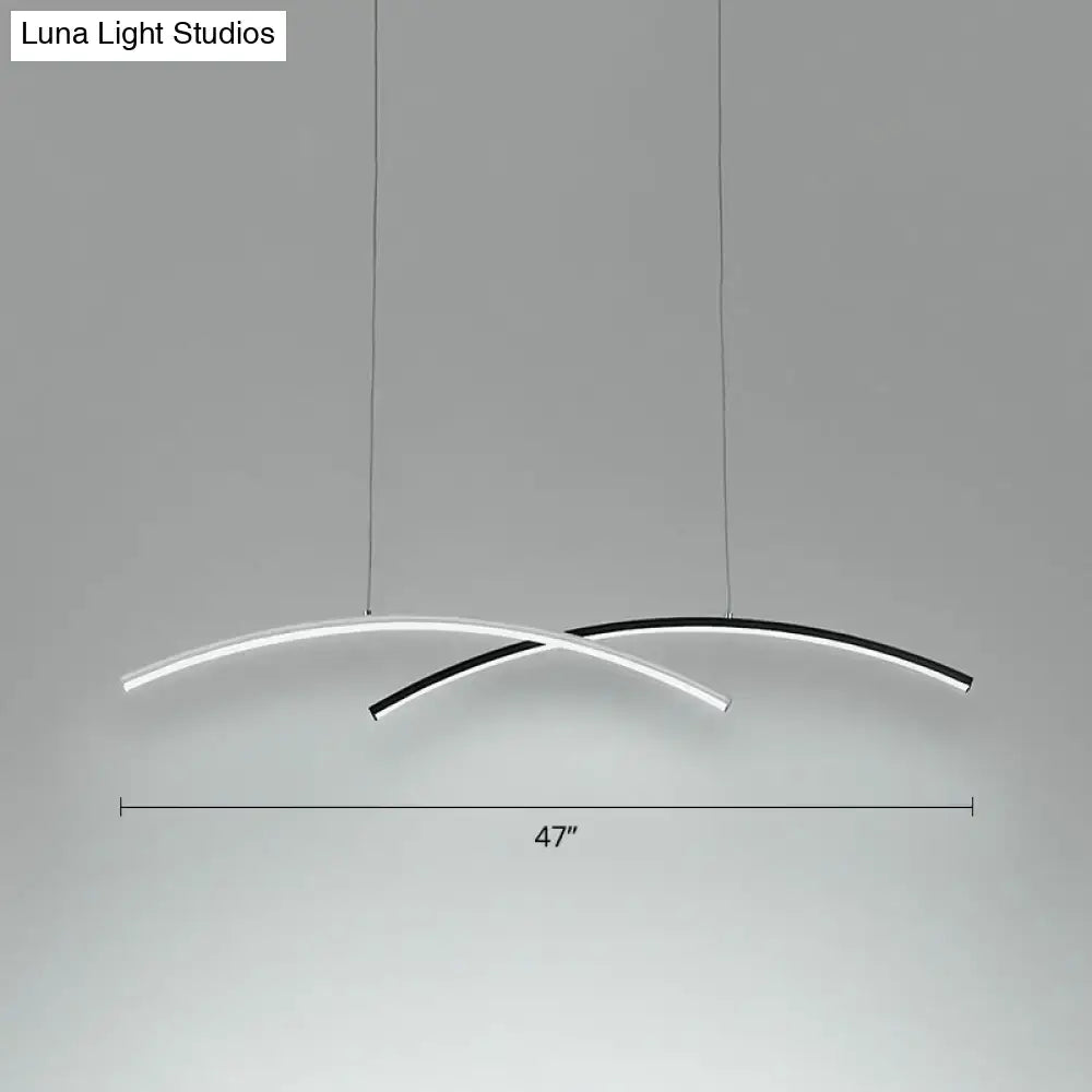 DecorBites™ Modern Black and White Arc Ceiling LED Island Light for Living Room
