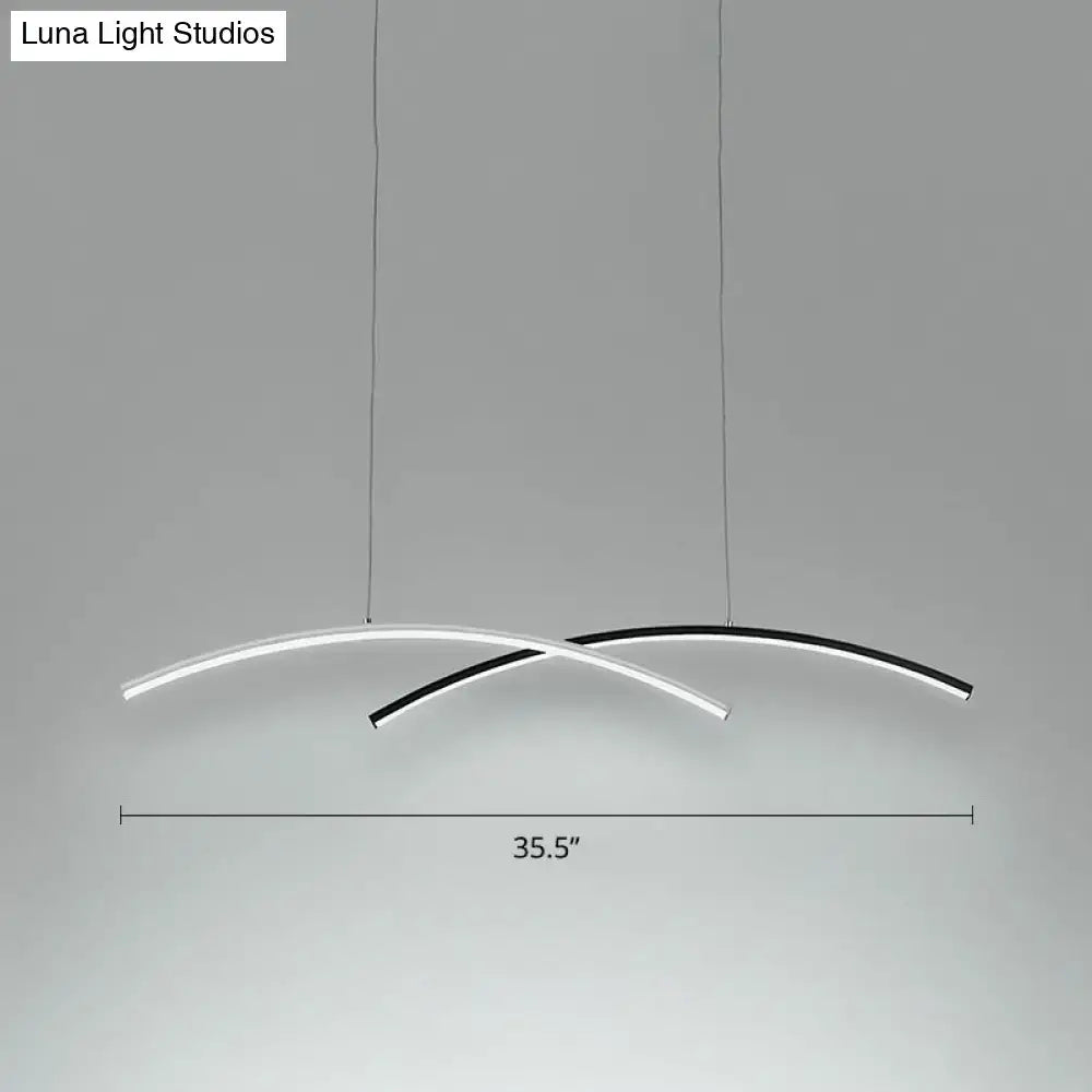 DecorBites™ Modern Black and White Arc Ceiling LED Island Light for Living Room