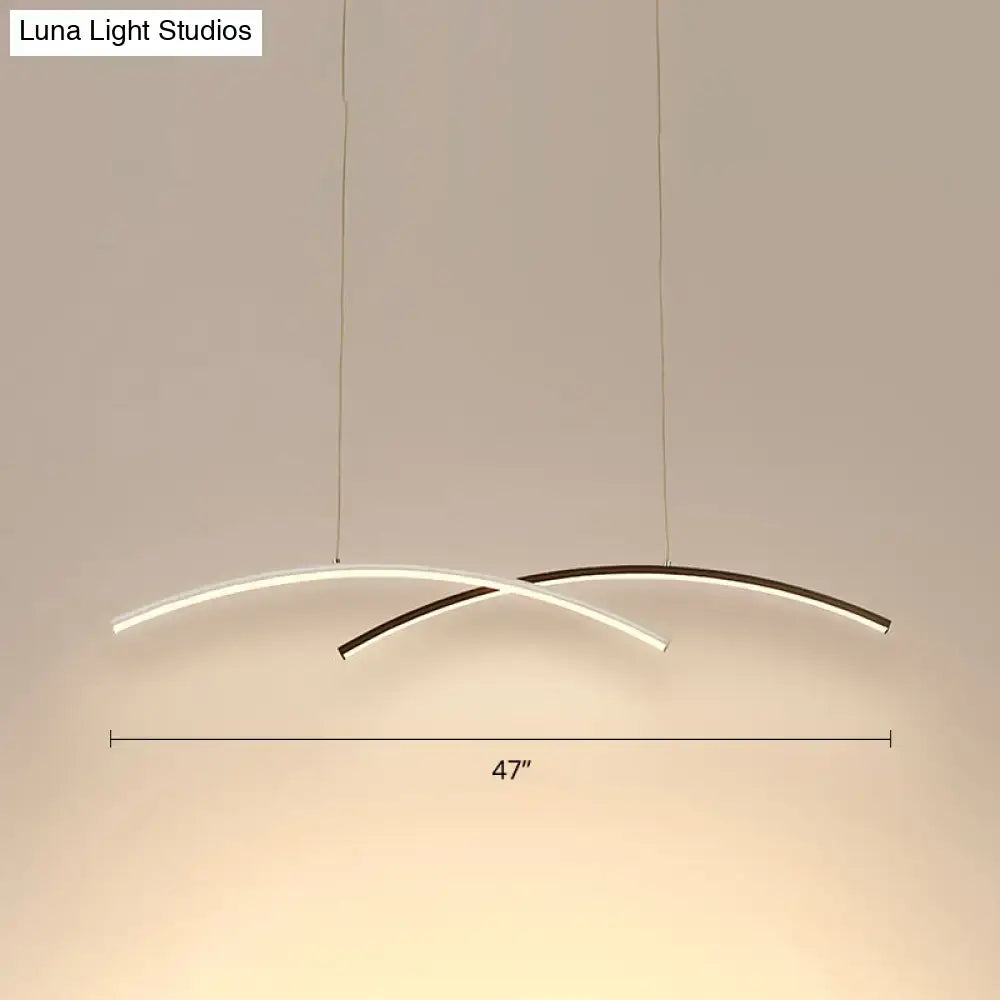 DecorBites™ Modern Black and White Arc Ceiling LED Island Light for Living Room
